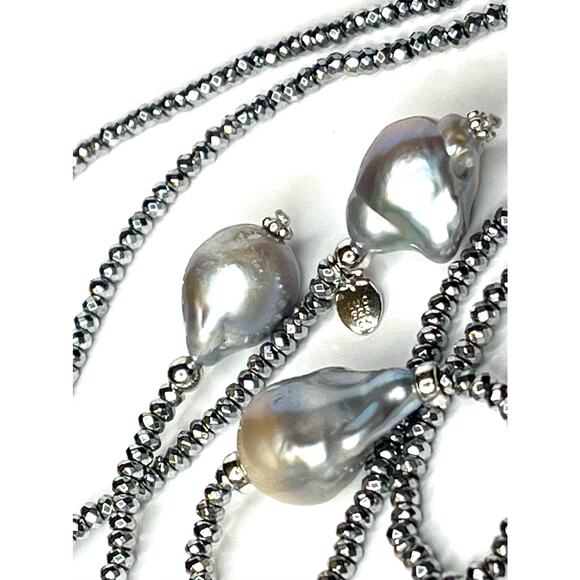 NEW Iris & Lily 925 Silver Faceted Bead ROPE NECKLACE 60" Freshwater Pearls NWT! - Picture 8 of 9